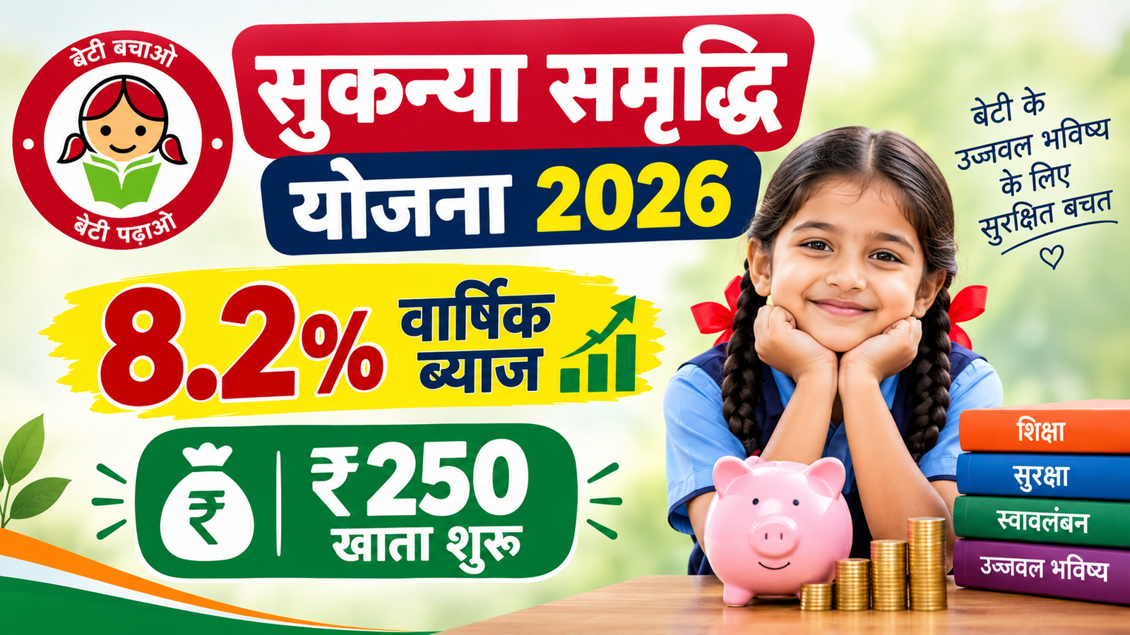 Sukanya Samriddhi Yojana 2026: बेटी के नाम खाता, 8.2% ब्याज, पात्रता, लाभ और आवेदन प्रक्रिया